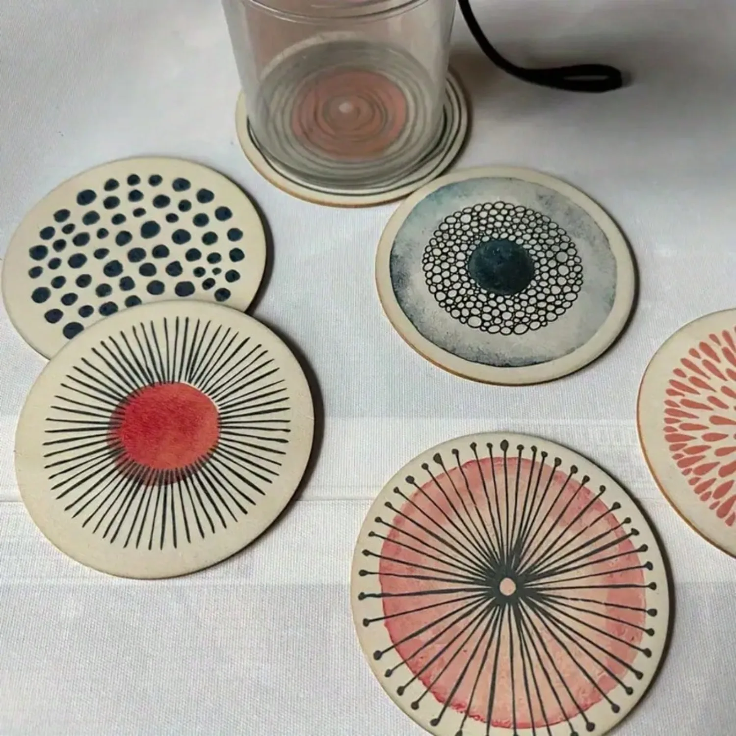 

6pcs 2D Fruit Art Coaster Set - Heat Resistant, Anti-Slip, Decorative Placemats For Home, Office And Party - 3.94 Inch Round Coasters, Tabletop Decor, Fits Various Cups, Suitable For Home, Dining, Tea And Coffee Bar Decoration