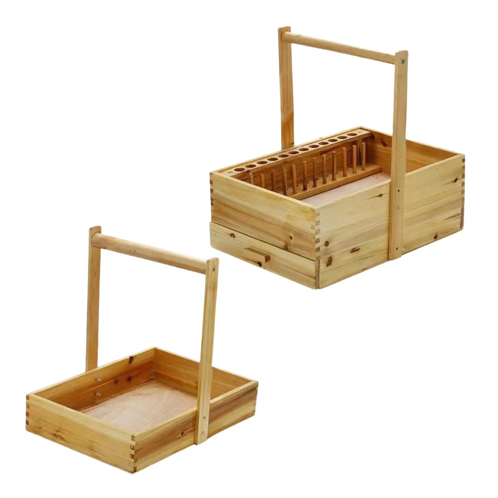 Wood Test Tube Rack with Handle Lab Instruments Storage Container Basket Carry Bin Basket for Experiment Tools Lab Equipments