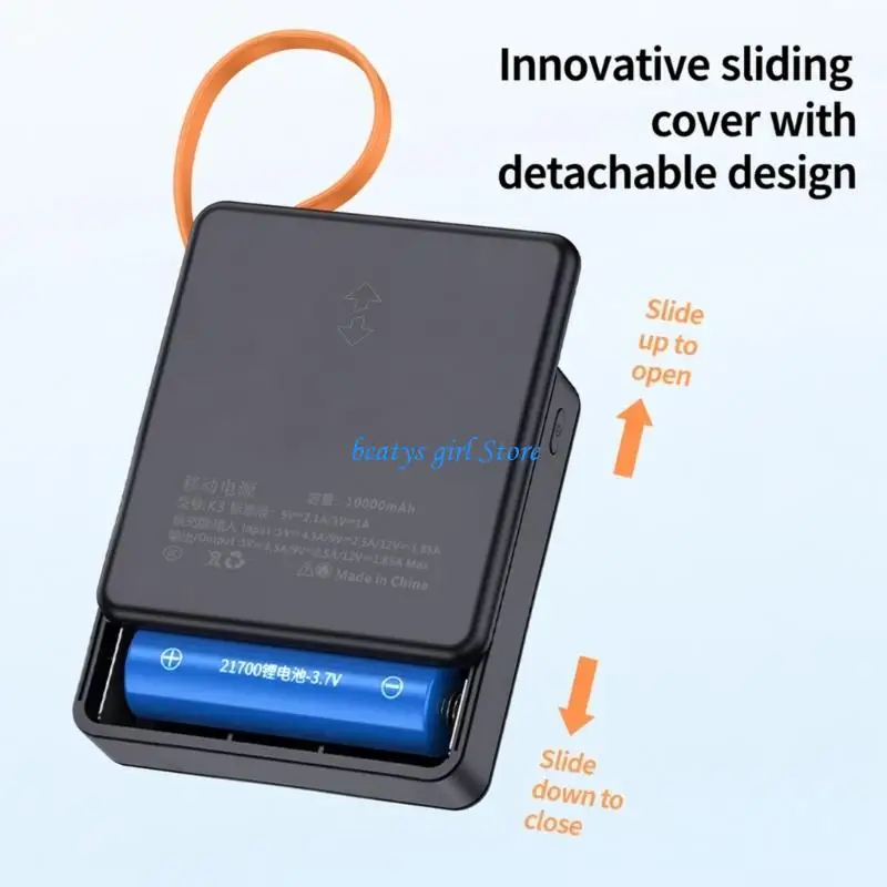 C7AB Multi Port 21700 Battery Case Box, 3 Slot LED Display Shell with Slide Cover for Daily Device Charging and Travel