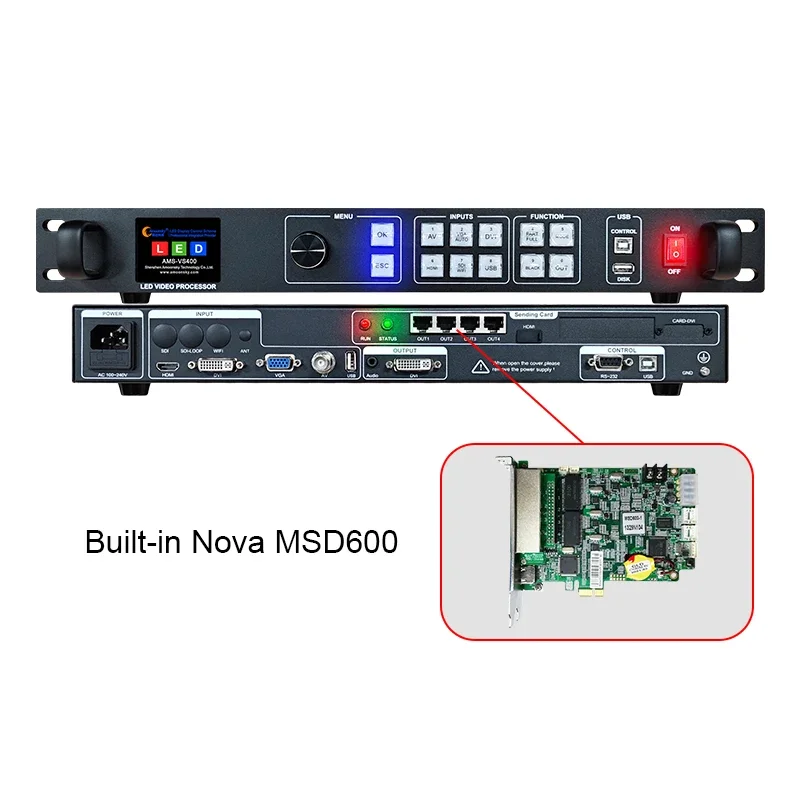 

Светодиодный контроллер MMTwo-в-одном VS400_N с четырьмя выходами RJ45, поддержка 3840*640, аналогичный Nova VX400 VX4S V960 для светодиодной панели P2.9 P3.9
