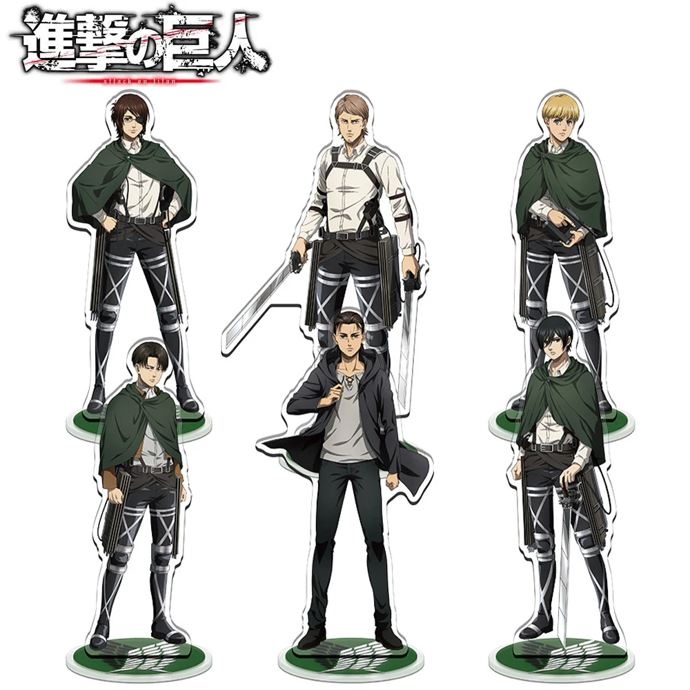 Figura acrílica de Anime Attack on Titan, soporte Eren Rivaille Mikasa, modelo de decoración de escritorio, colección de juguetes de regalo de cumpleaños para niños +