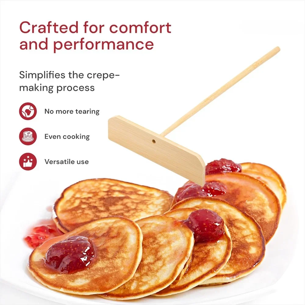 Crepe Spreading Tool, Batter Crepe Tool, T-shaped Pastry - Wooden Crepe Baking Stick - Kitchen Pancake/crepes Making Tool