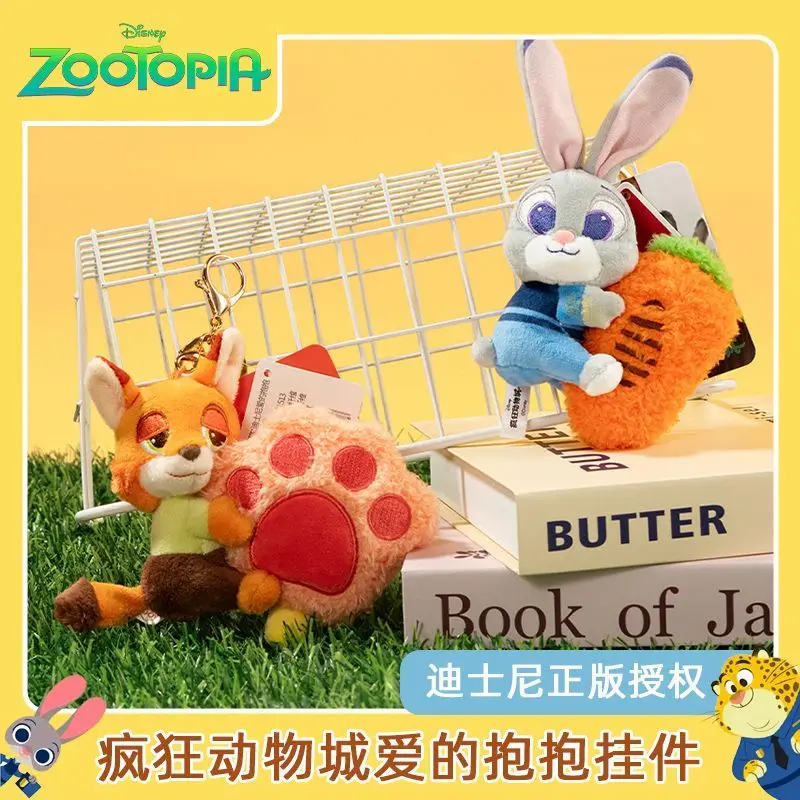 

New Zootopia Nick Wilde Disney Judy Hopps Genuine plush keychain cute cartoon keychain bag charm plush toy Girl's Day gift