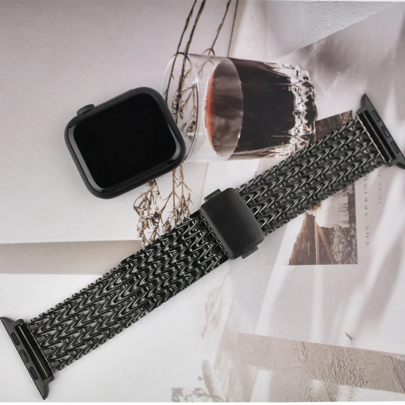 Banda de metal magnética para apple watch 49mm cinta ultra 2 46mm 42mm 45 41mm 40mm 44mm 38 pulseira substituída iwatch 10 9 8 7 se 4 5 6