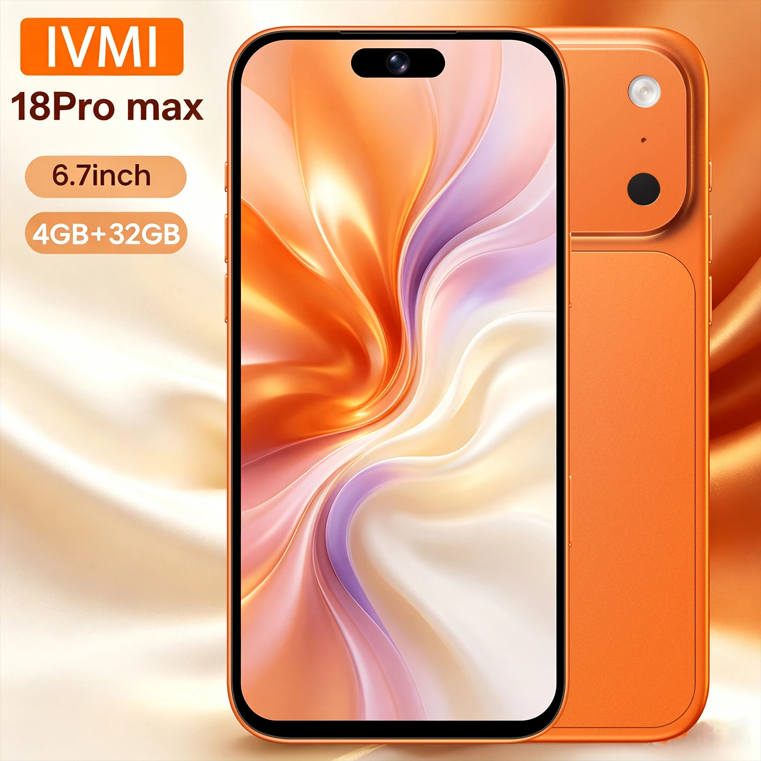IVMI Global Vision 18Pro Max Smartphone 6.7Inch Android 12 4GB RAM 32GB ROM Face ID Google Play Store Fingerprin Mobile Phones