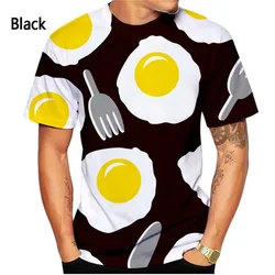New Fashion 3D Printing Fried Eggs Graphic T Shirts Womens Mens Short Sleeves Round Neck Tee Tops Plus Size Streetwear Tshirt