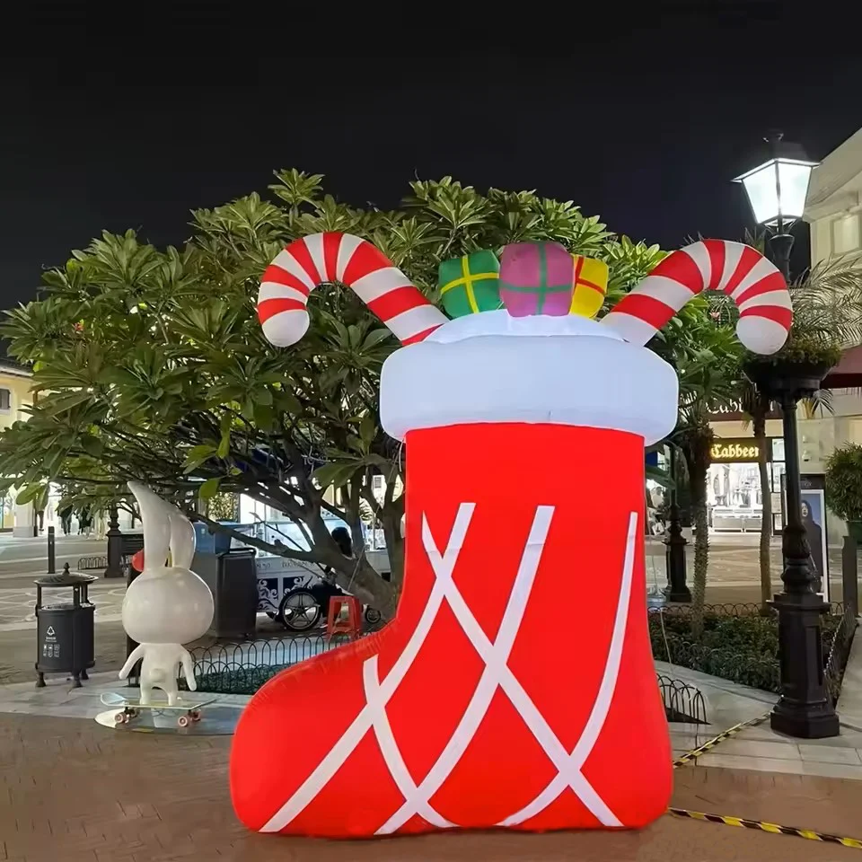 جورب عيد الميلاد القابل للنفخ بطول 2 متر/3 متر قابل للنفخ لتزيين عيد الميلاد في الهواء الطلق لدعم الإعلان