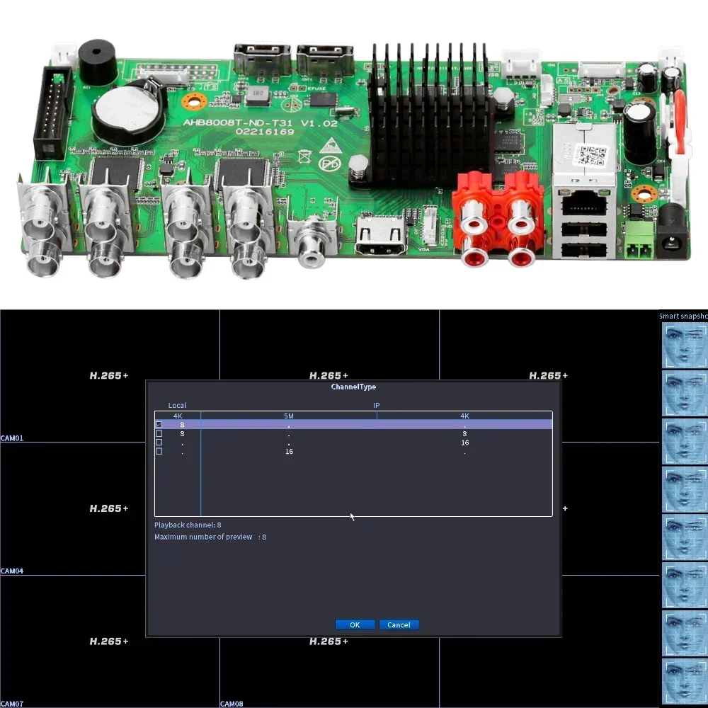 8CH 3840*2160 4K AHD DVR AI H.265 Hybrid 8 ميجابيكسل NVR مسجل فيديو رقمي كشف السيارة لكاميرات 8MP AHD/TVI/CVI/XVI/IP