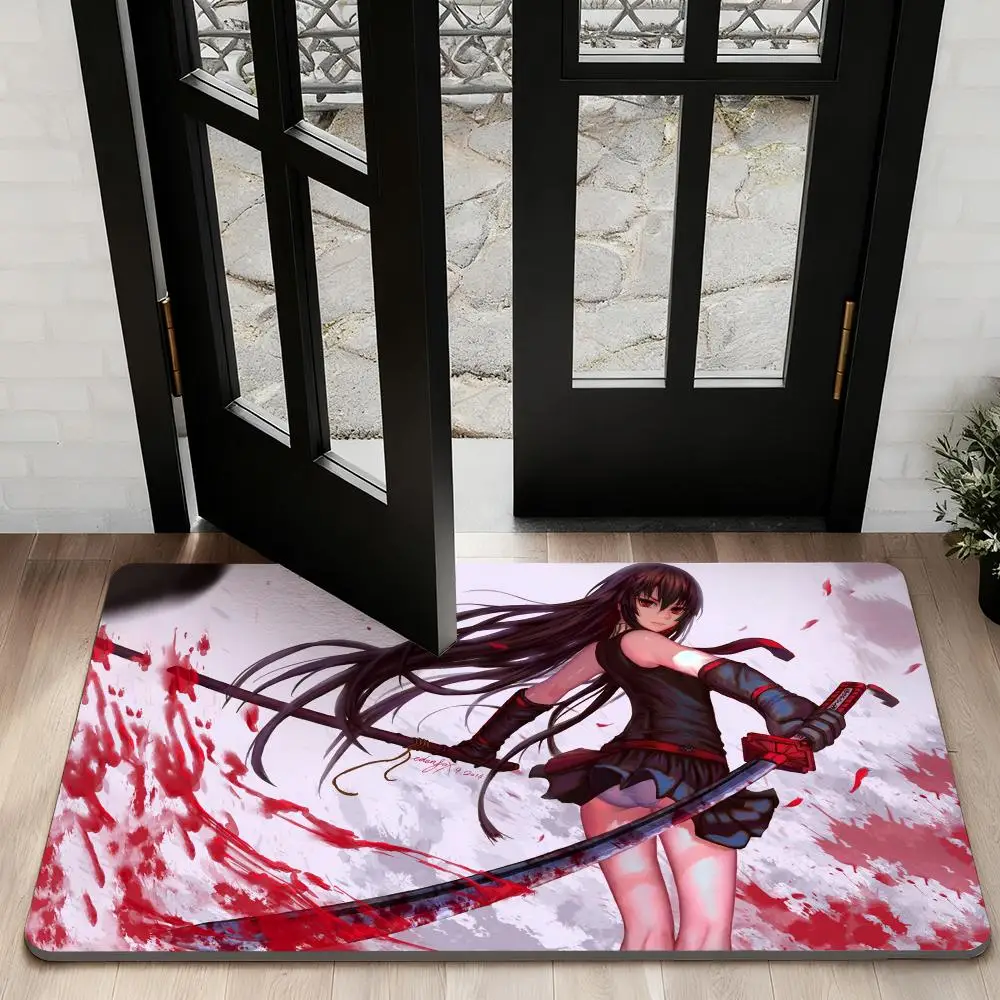 

cute A-Akame Ga Kill Mine Floor Mat Diatom Bath Mat Absorbent Quick Dry Non-Slip TPR Backing Soft Plush Draining Rugs