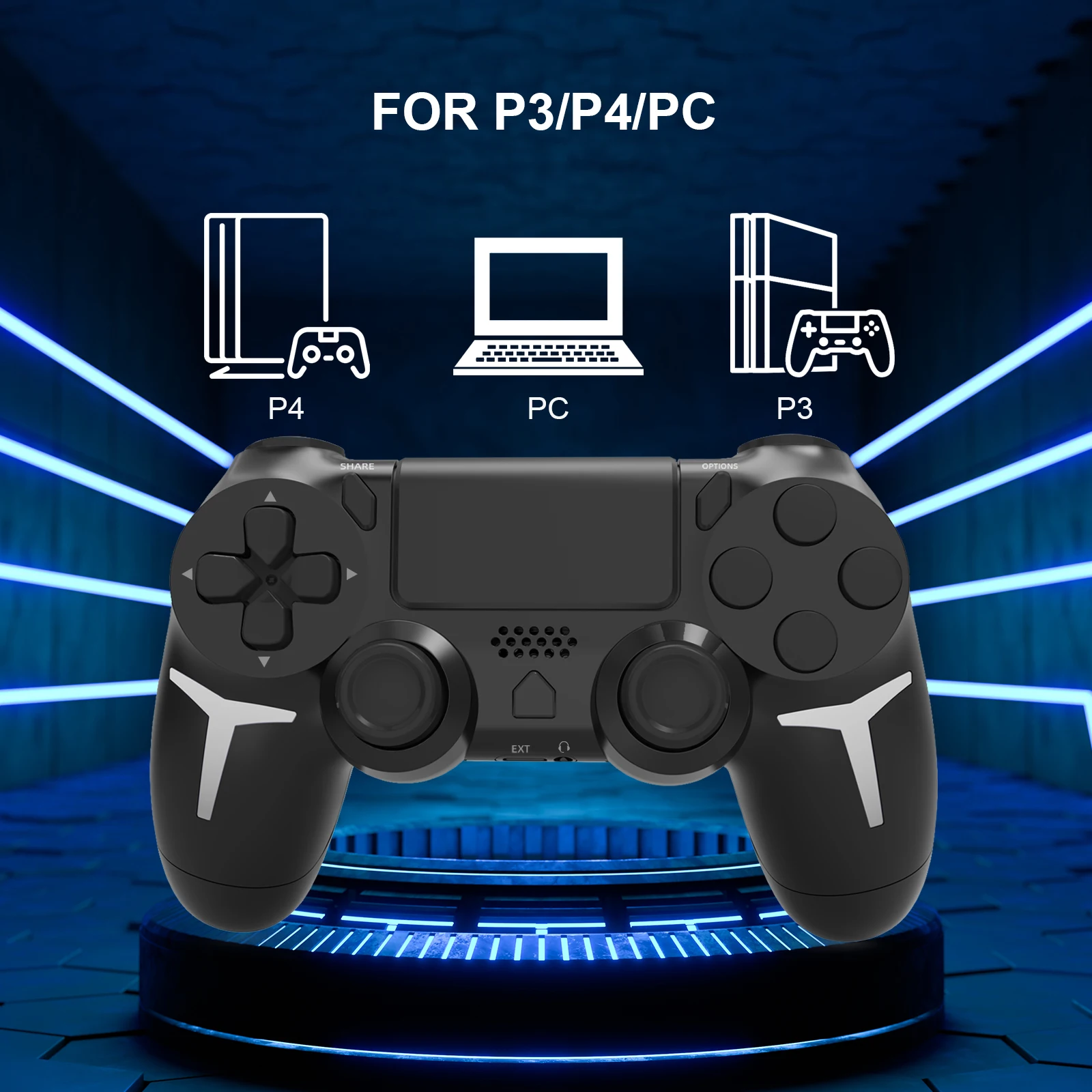 GAMINJA 6-axis Gyroscope Dual Vibration With touch pad Wireless Gamepad Bluetooth Controller For PS4 PS3 Console Computer PC