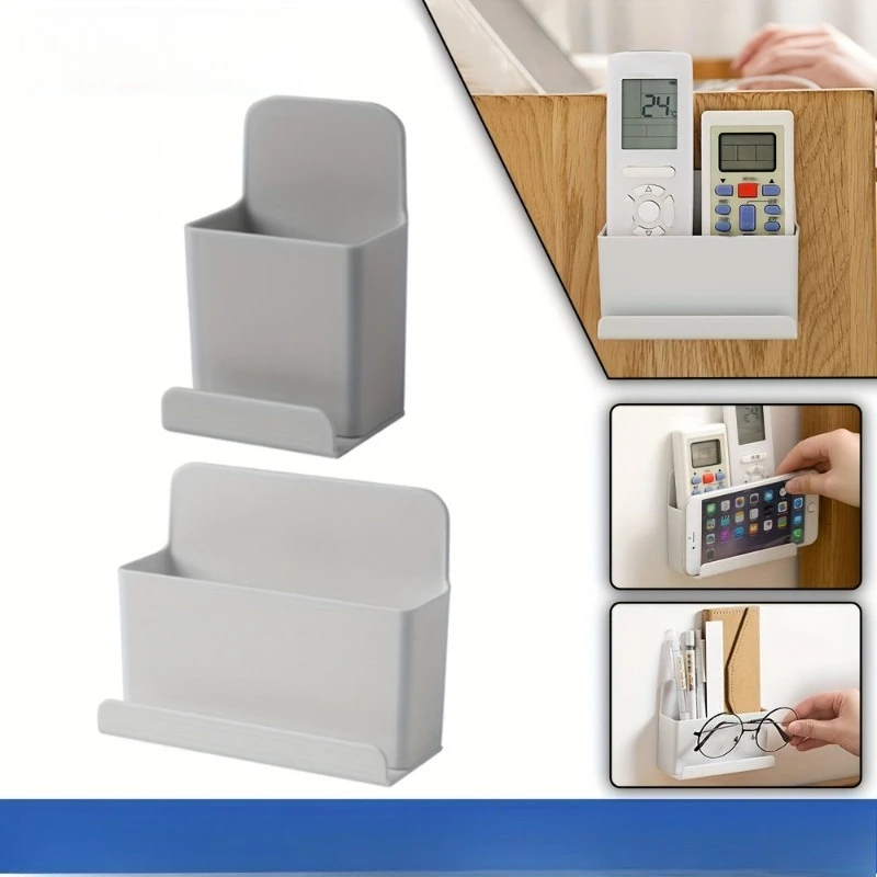 Wall Mounted Remote Control and Mobile Phone Storage Box Air Conditioner Stand Holder Rack Multi-functional Organization
