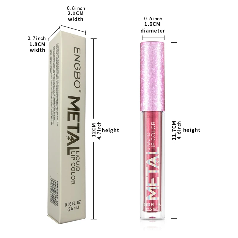 Metallischer No-Stick-Cup-Lipgloss, glitzernd, matt, feuchtigkeitsspendend, wasserdicht, langlebig, Lippenglasur, flüssiger Lippenstift, Lippen-Make-up, Kosmetik