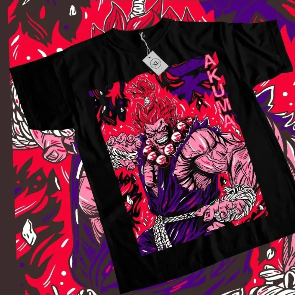 Akuma Gouki T-shirt Karate Street Fighter Video Games Fighting Shirt Graphic Tee Oversized T Shirt Harajuku Men Clothing