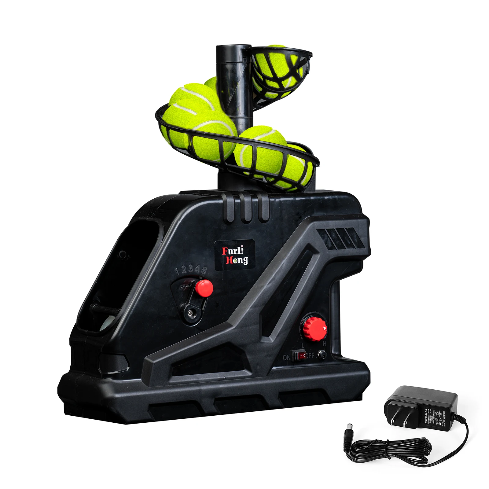 

3809BH Tennis Ball Machine, Max 30 MPH, Adjustable Launching Angle and Interval, Stepless Speed Switch