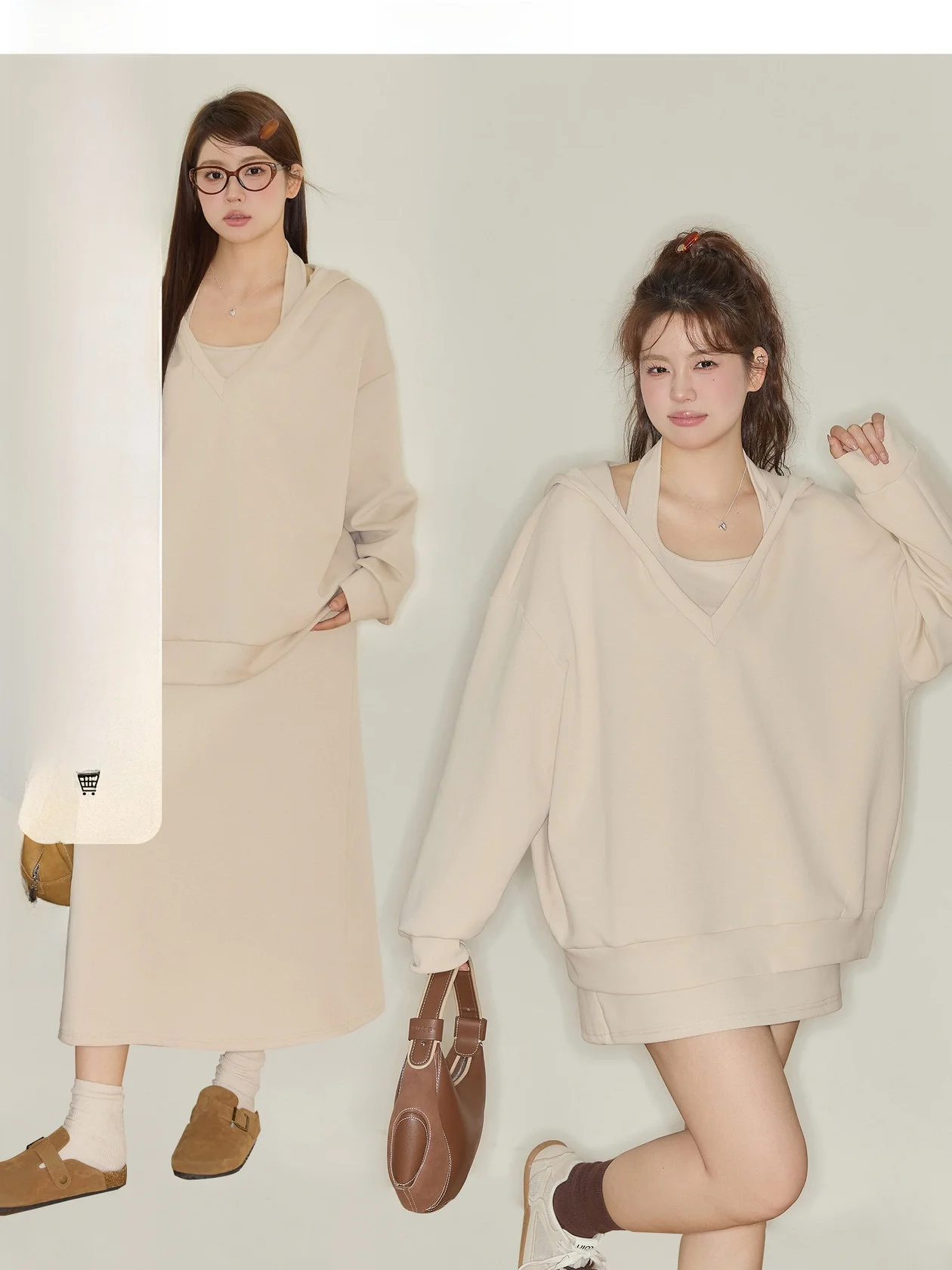 Jiu Studio Sweet Stiy Sopa de leche Sudadera perezosa Ne Hanging Dr Conjunto de dos piezas de talla grande para mujeres regordetas Colección de invierno