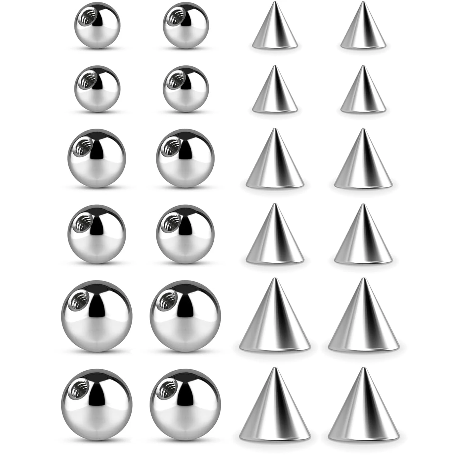 Balls & Spikes Externally Threaded Spike Balls Set For Belly Tongue Eyebrow Ear Labret Stud Lip Rings Piercing Jewelry Parts