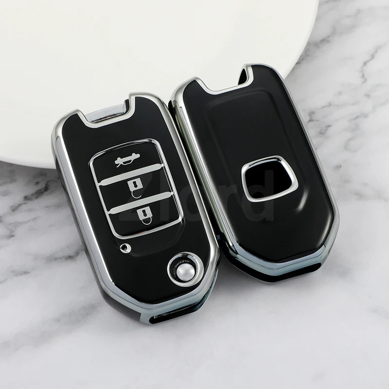 Tampa da caixa da chave do carro TPU, Shell Fob para Honda Civic, HRV, CRV, XRV, CR-V, Crider, Odyssey, Pilot, Fit, Accord Acessórios, 2 botões, 3 botões
