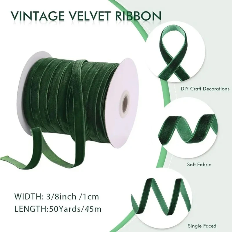 Velvet Ribbon 50 Yards 10mm Gift Flower Packaging Bow DIY Handmade Crafts Decoration Clothing Sewing Accessories-A23R
