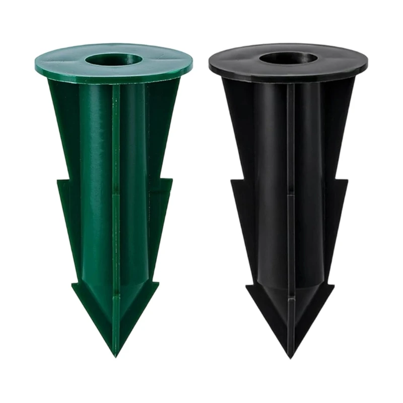 Cemetery Flower Holder Base Set of 4, Round Opening, Pointed Insert for Lawn Garden Display and Grave Site Use B03E