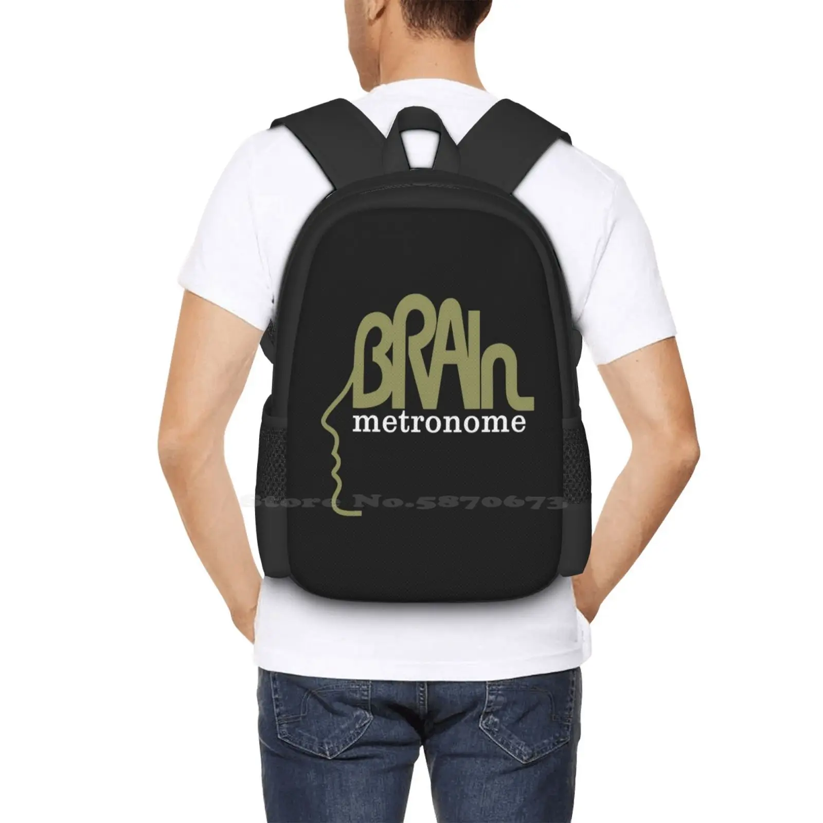 Brain Metronome Krautrock New Arrivals Unisex Bags Student Bag Backpack Brain Metronome German Krautrock Label Music