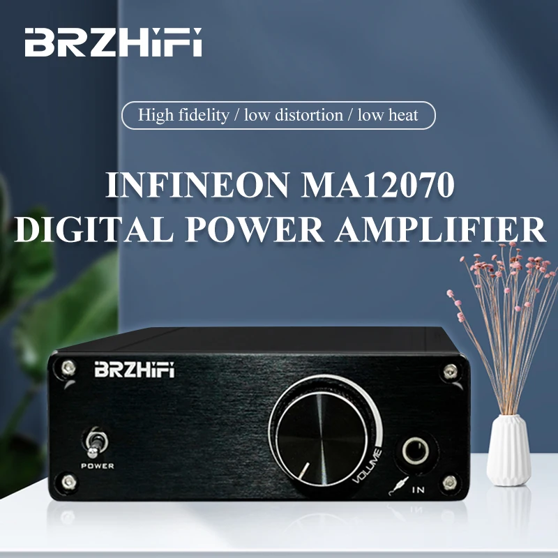 BRZHIFI Audio 80WX2 Digital Power Amplifier Ultra-low Distortion MA12070 High Power Stereo Sound Amp Mini Size 2.0 Channel HiFi