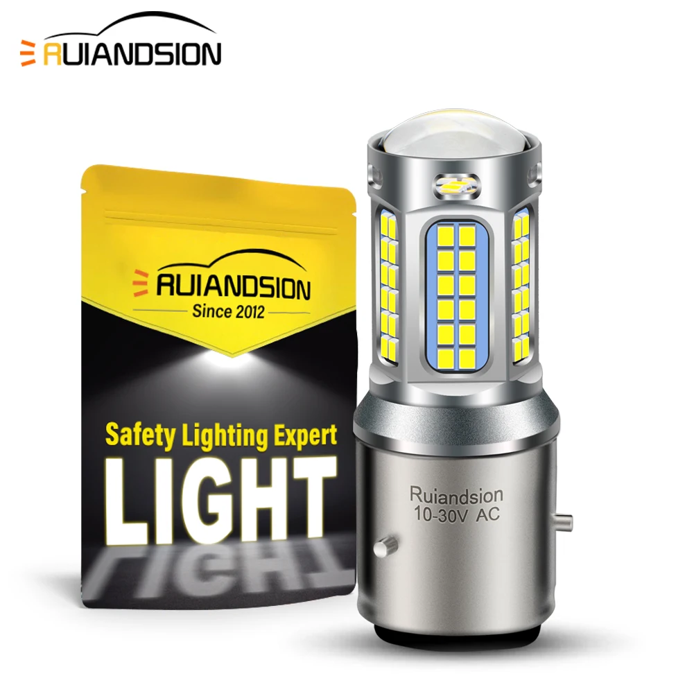 

Ruiandsion BA21D LED Bulb AC 10-30V 2016SMD Chip Super Bright White Warm White Motorcycle Headlight Bulb Replacement for Scooter