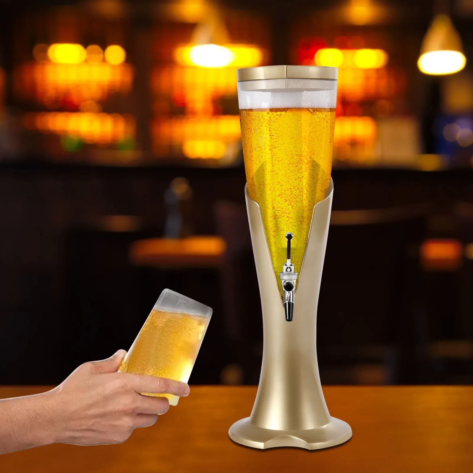 

Светодиодный диспенсер для пива для вечеринок, емкость 3 л, съемная трубка для льда, пылезащитная крышка, противоскользящее основание для вечеринки/бара/дома/на открытом воздухе