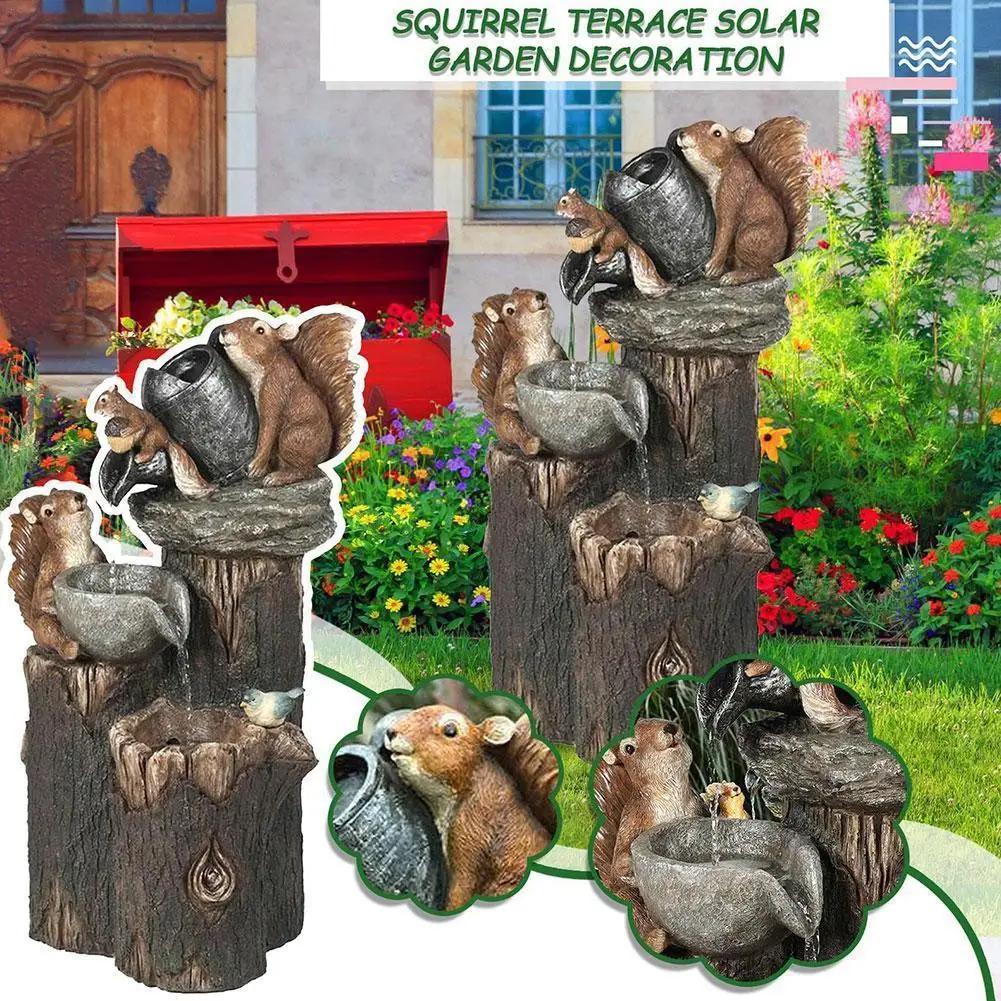 

1pcs Solar Powered Squirrel Garden Ornament Animal Outdoor Patio Decor Squirrel Duck Water Solar Ornament Home Garden Decor