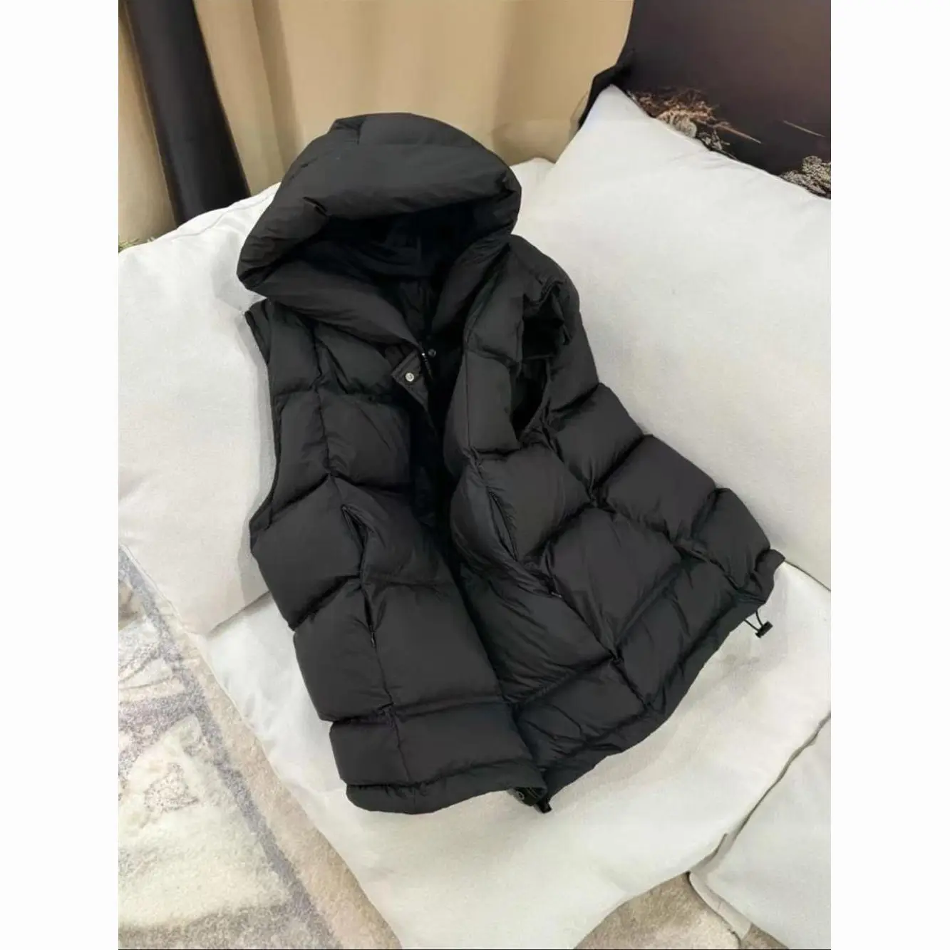 

2025 Autumn And Winter New Women's Cotton Jacket Vest Loose And Versatile Hooded Thick Vest Sleeveless Jacket