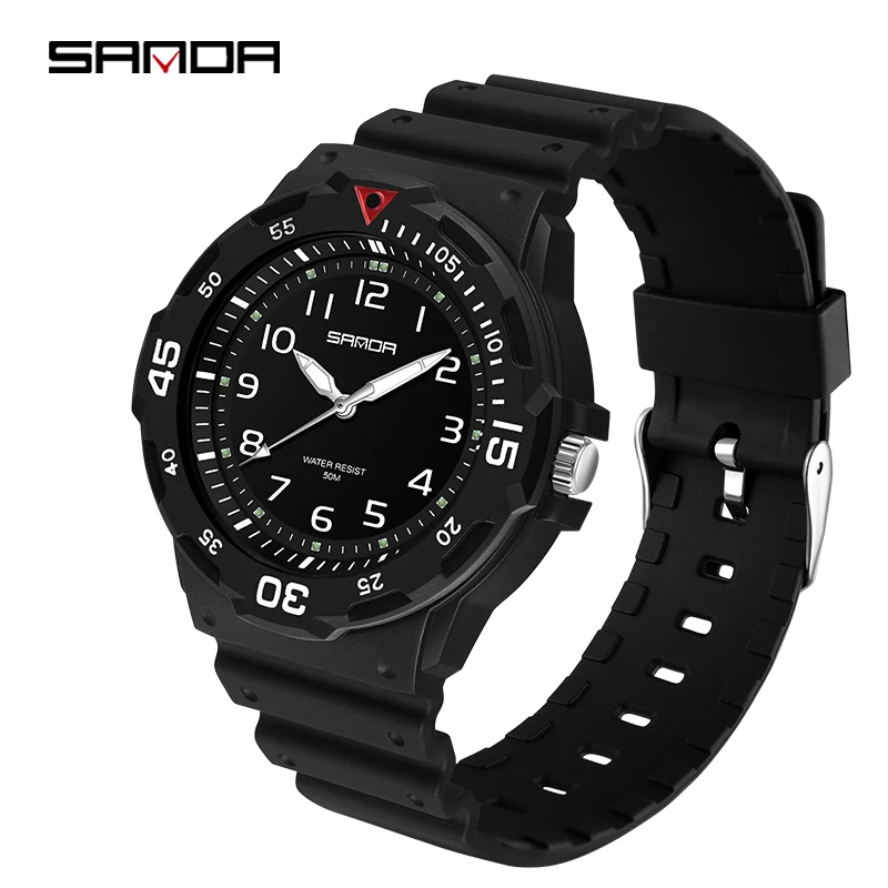 SANDA-reloj de cuarzo para hombre, cronógrafo informal de silicona, resistente al agua, de lujo, a la moda, 6019