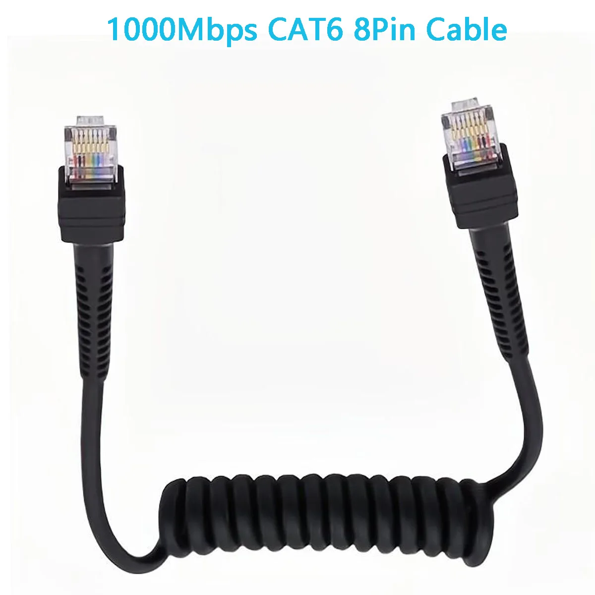 1000Mbps Ethernet Cable RJ45 Cat6 8P8C UTP Male to Male Stretched Coiled Cable Finished Twisted Pair Cat6 Gigabit Monitor