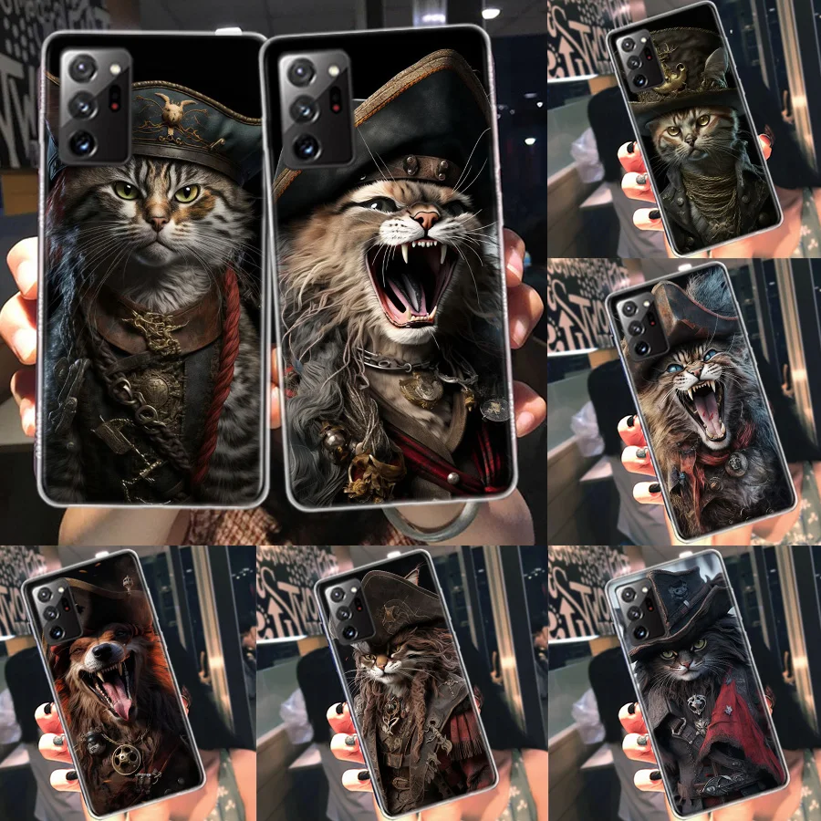 Cat and Dog Pirate Adventurer Phone Case For Galaxy Samsung S22 Plus S21 S24 Ultra Clear S20 S23 FE S10 S10E S9 S8 Cover Pattern