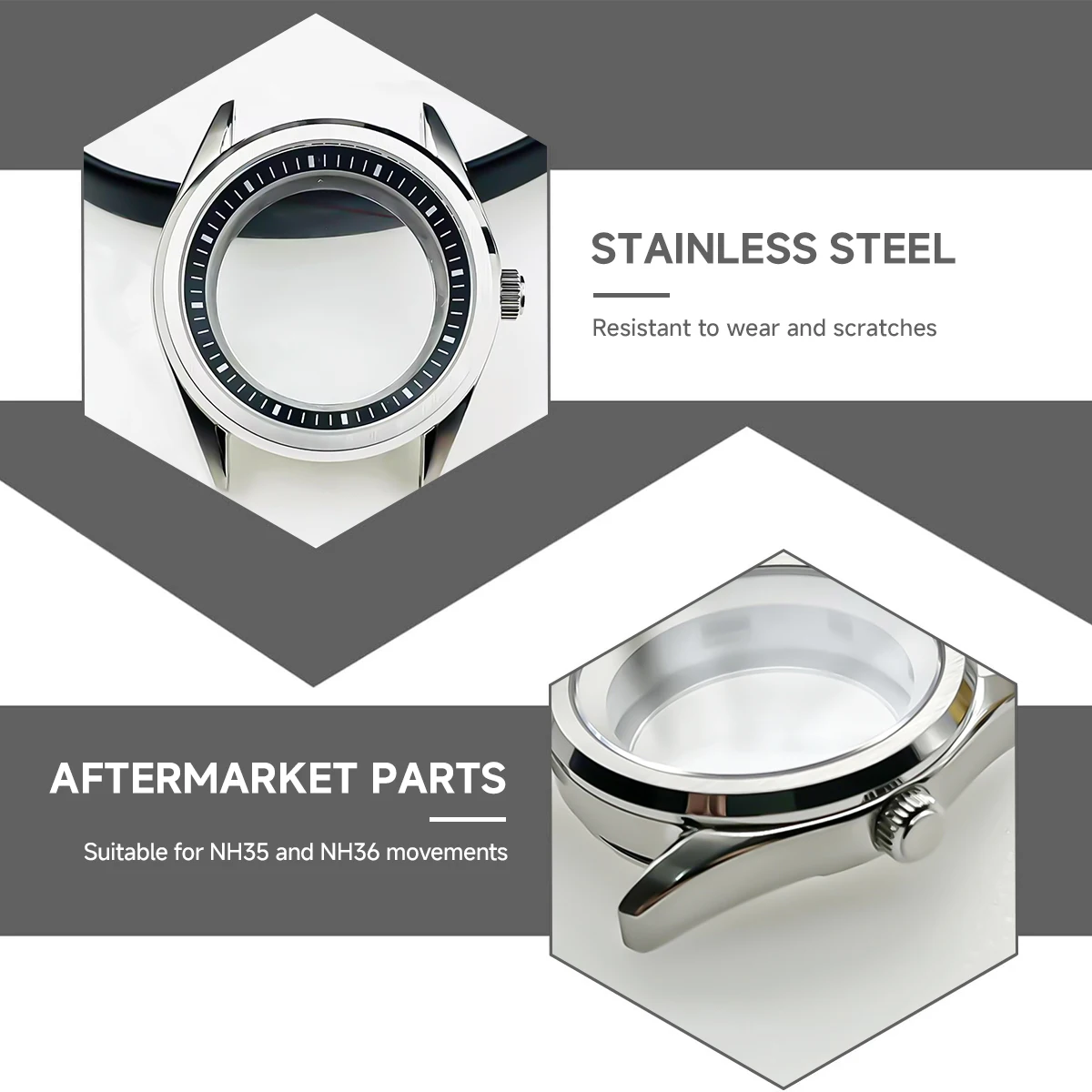 39.5mm Sapphire Glass Watch Case/Metal Strap for NH35 NH36 Movement Modified Stainless Steel Cases Diving Watches Accessories