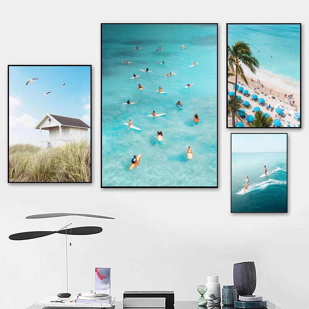 Beach Hut Miami Beach Surf Dance Ocean Waves Wall Art Canvas Painting Posters And Prints Wall Pictures For Living Room Decor