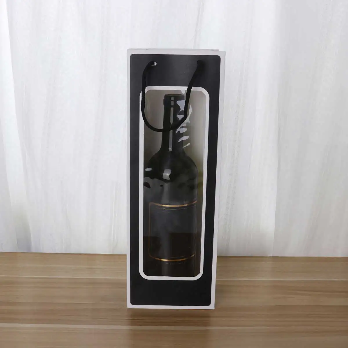 

12 Pcs Wine Bag Red Kraft Bags Paper with Window Open The Packaging Bottle Single Carrier