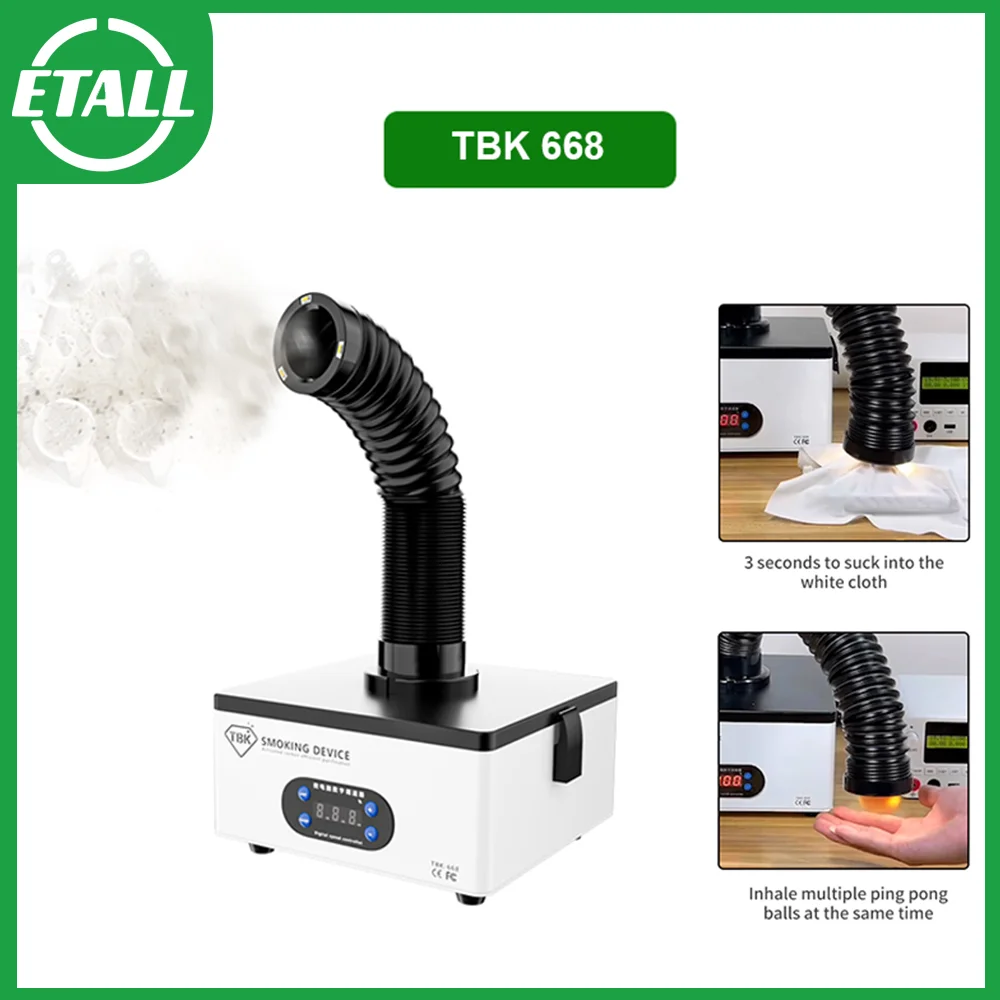 

TBK-668 Efficient Purification Smoking Instrument Soldering Cleaner Fume Extractor Air Cleaner With LED Light BGA PCB Repair