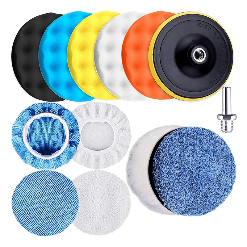 

13 Pcs Polishing Pads Car Polishing Pad Kit Foam Polishing Pad Wax Buffer Polisher Attachment