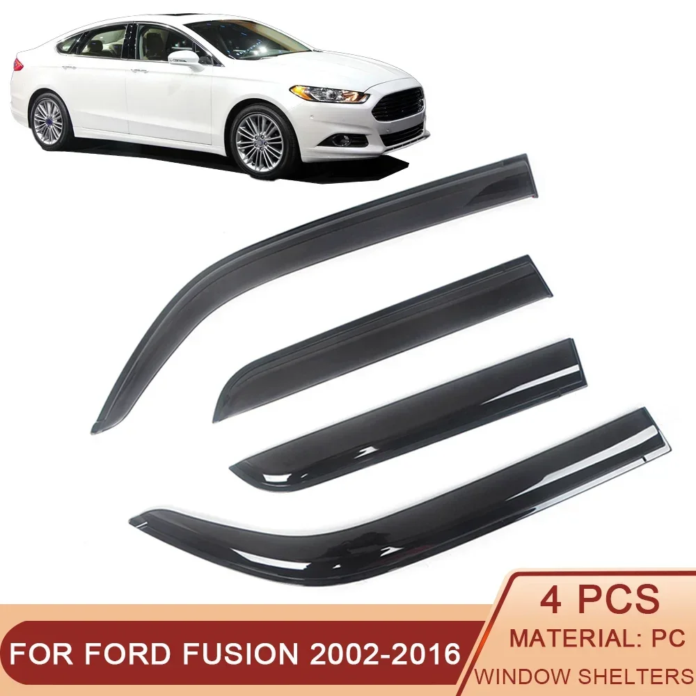 

For Ford Fusion 2002-2016 Auto Side Window Wind Deflectors Visors Black Rain Guard Door Visor Vent Shades Dark Smoke Ventvisor