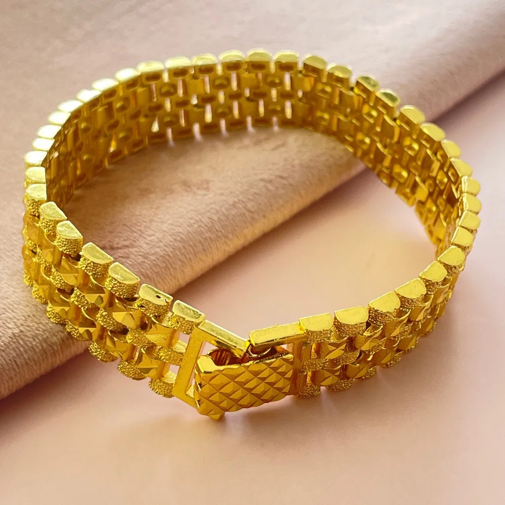 Wrist-Fitting 16MM 22CM Watch Band Bracelet For Men & Women 24K Gold AU999, perfect size and comfortable fit