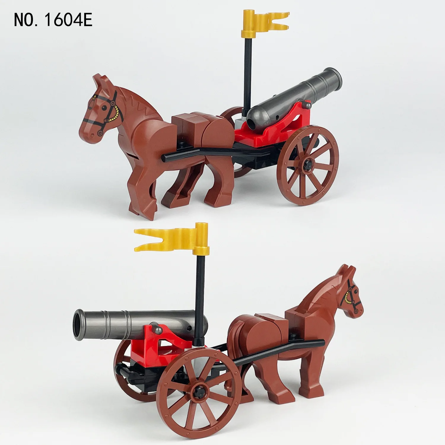 Medieval Military Parts Bricks Weapon Cannon carriage Shooting Cannons Base Army Land Pirate war horse building blocks toys