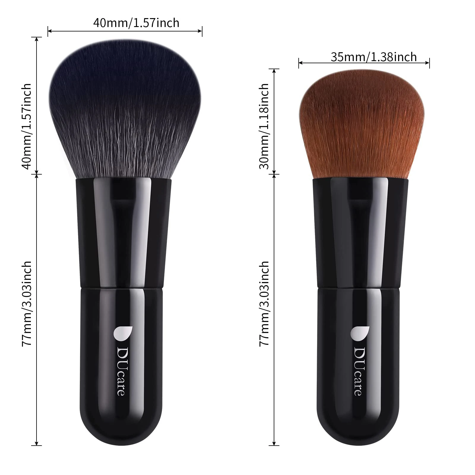 DUcare Foundation Powder Brushes 2PCS Makeup Blush Brushes Set Buffing Stippling Liquid Blending Mineral Powder Tools Black