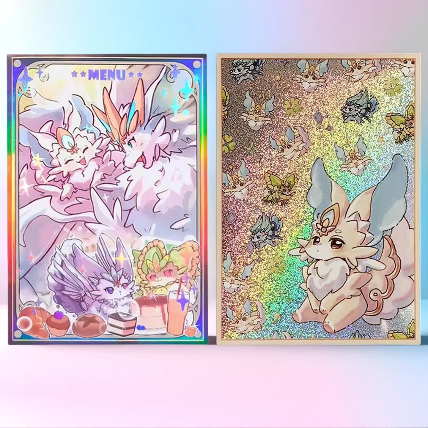 

63x90MM 50PCS Yugioh Purrely Card Sleeves Yu-Gi-Oh! TCG OCG Trading Cards Голографический защитный чехол для вспышки