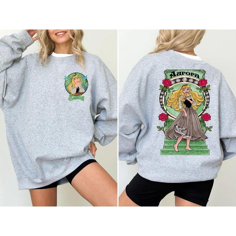 Disney Retro Princess Aurora Women's Hoodie Winter New Casual Fashion Men's and Women's Streetwear