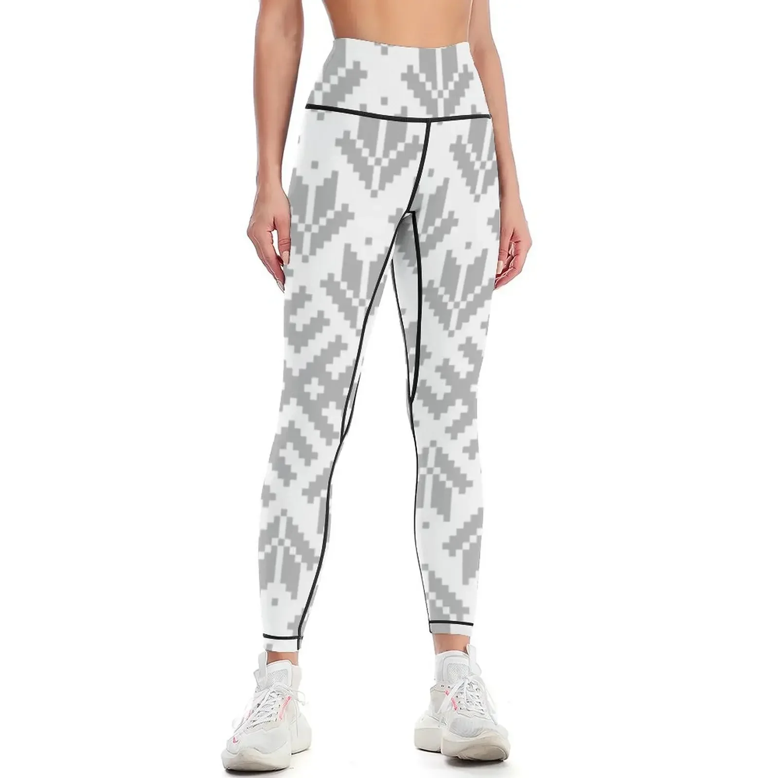 

Gray Latvian Lielvarde Belt motif with Star Leggings sport set Women's sportswear gym pants Womens Leggings