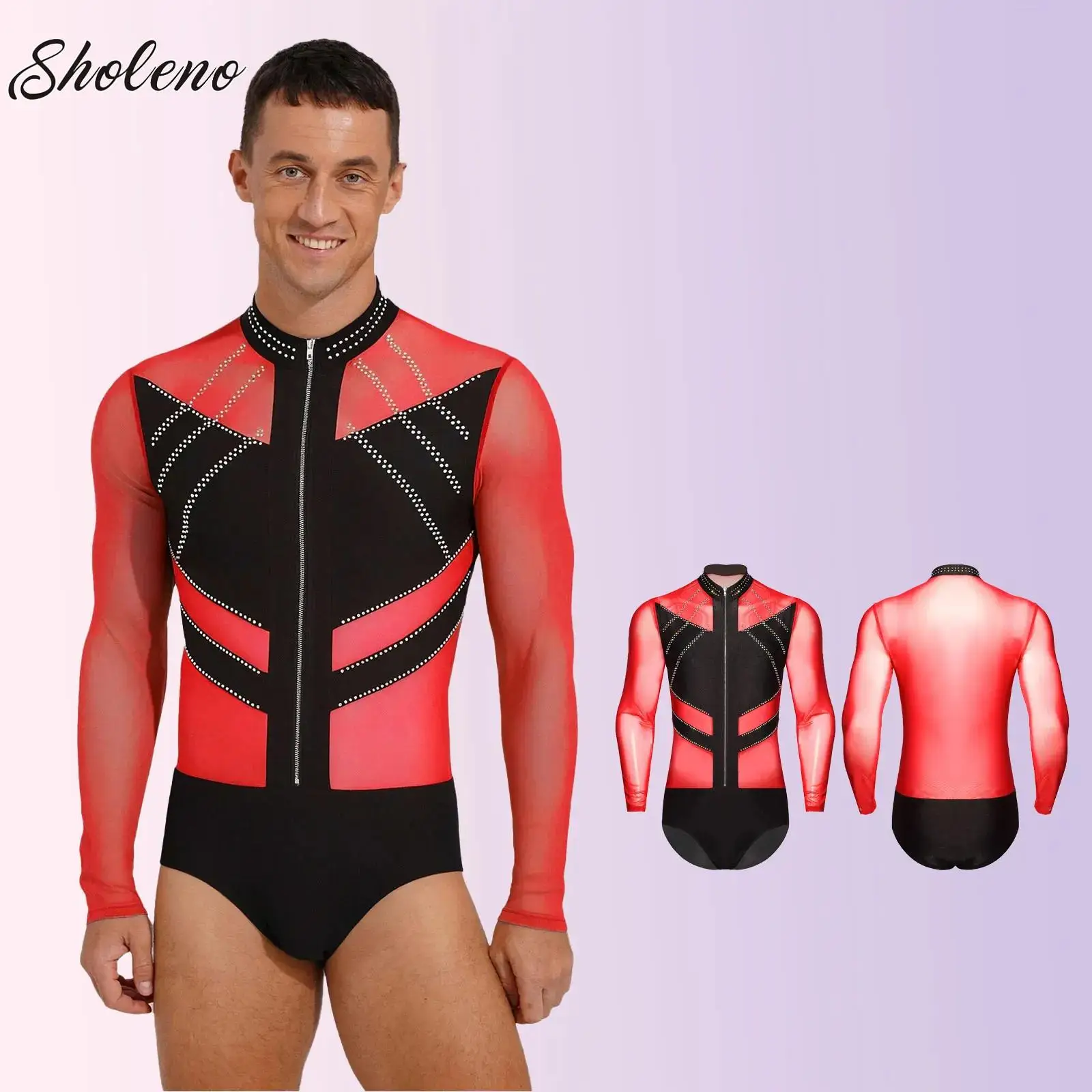 ชุดยิมนาสติกชาย ชุดฟิกเกอร์สเก็ต ชุดเต้นลาติน ชุดเต้นบอลรูม ชุดเต้นชาช่า ชุดรัดรูปสำหรับเต้น ประดับด้วยคริสตัลวิบวับ ชุดแทงโก้ รุมบ้า เสื้อบอดี้สูท