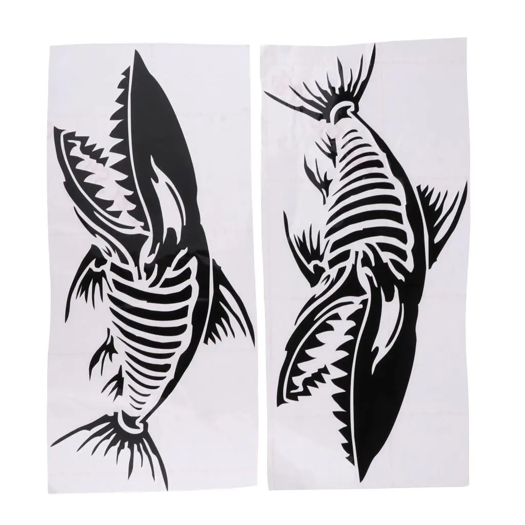Set 2 Skeleton Fish Decal Stickers for Boat Surfboard Car Truck