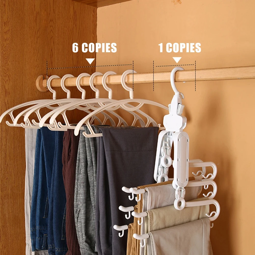 Newest Magic Hanger Folding Pants Rack Telescopic Household Multi-Function Pants Wardrobe Hanging Pants Storage