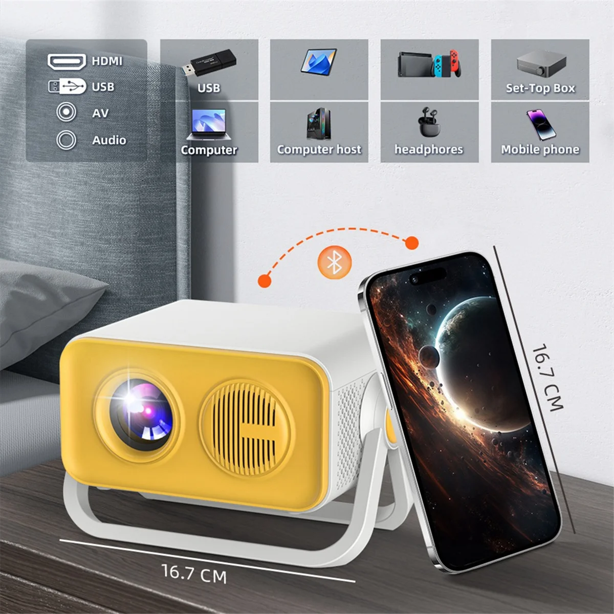 جديد 3C-HT23 PRO المحمولة 4K HD العارض 110 ANSI التركيز التلقائي Android11 BT5.1 WIFI6 جهاز عرض المسرح المنزلي الولايات المتحدة التوصيل