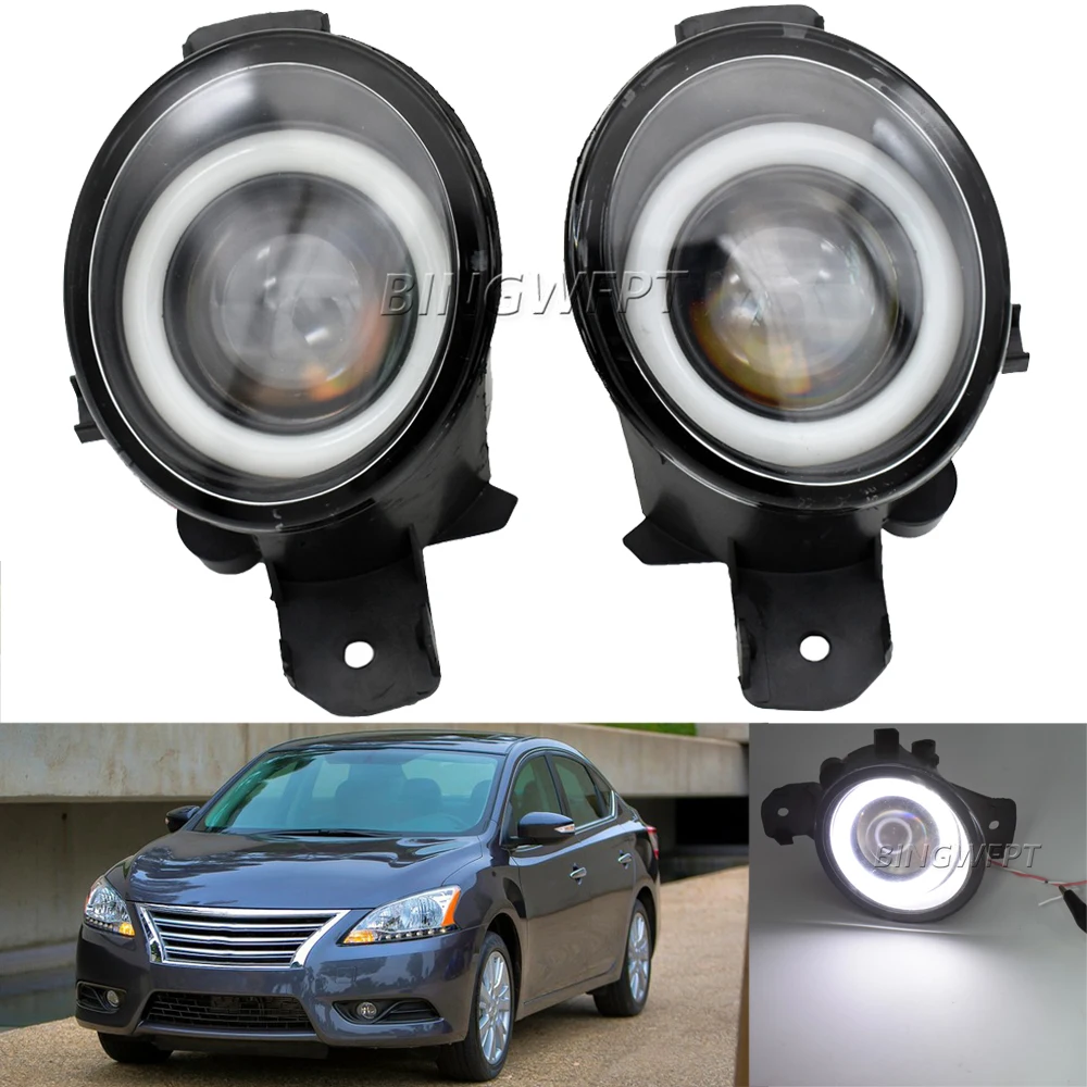 

DRL H11 12V Car LED Lens Fog Daytime Running Lamp For Nissan Sentra Bluebird Sylphy 2013-2015 Angel Eye Fog Light