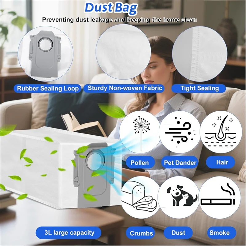 ABVI-18 piezas de repuesto 10R Robot aspirador cepillo principal, cepillos laterales, filtros HEPA, almohadillas de fregona, bolsas de polvo